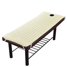 zyl Coprimaterasso Pieghevole Beauty coprimaterasso Futon Traspirante Materasso Futon Tatami Spa Massaggio Tappetino con Foro Design a Testa Rotonda Beige 185 * 70 cm