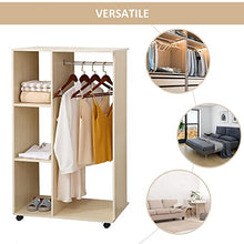 homcom Stand Appendiabiti con 3 Ripiani e Attaccapanni per Vestiti, Guardaroba Porta Abiti in Legno 128 cm