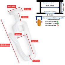 120 Cursori per Tende, 8 x Staffe Intermedie, Accessori Tende, Cursore a Testa Tonda da 7mm per Binari Con Larghezza di Scorrimento da 3-4mm e Camera di Scorrimento da 8x3mm, Sufficienti per 4 Tende