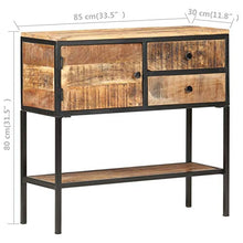 Tidyard Credenza 85x30x80 cm in Legno Massello di Mango Grezzo,con Un'anta, Due Cassetti e Un Ripiano