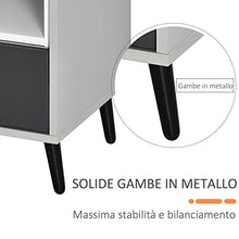 HOMCOM Mobiletto Basso Comodino con Cassetto e Mensola Rimovibile, Gambe in Metallo, per Casa Ufficio, Grigio e Bianco, 40x40x45cm