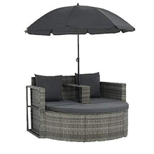 Divano da giardino con ombrellone, poltrona da giardino a 2 posti, con cuscino divano da giardino in resina intrecciata per cortile, terrazza, piscina