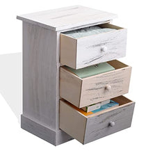 Rebecca Mobili Cassettiera decape, Comodino con 3 cassetti, Legno di paulonia, Bianco Beige Grigio, Stile Retro, Camera Bagno - Misure: 54 x 37 x 27 cm (HxLxP) - Art. RE4263