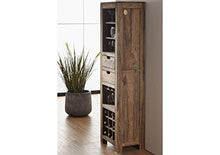 MASSIVMOEBEL24.DE Nature Grey #51 Portabottiglie in Legno di sheesham - Oliato/Grigio 50x36x180