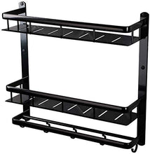 AINIYF Bagno Bagno Doccia Mensola Organizzatore Parete di Alluminio dello Spazio Rettangolare portasciugamani igienici Punch liberano Il recinto di Hook Up 1 / 2tier anneriscono, Nero