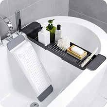 Yardwe Scarico scalabile Vasca Doccia Vassoio Hollow out Organizer portaoggetti in plastica Rack per Bagno WC (Nero)