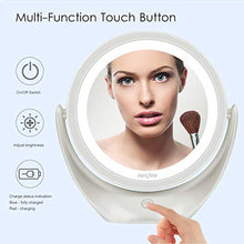 Aesfee Specchio per Trucco a LED 5X ingrandimento, Specchio cosmetico da Viaggio a Doppia Faccia Illuminato con Interruttore Touch dimmerabile, 3 Livelli di luminosità, Rotazione Libera 360 ° Bianco