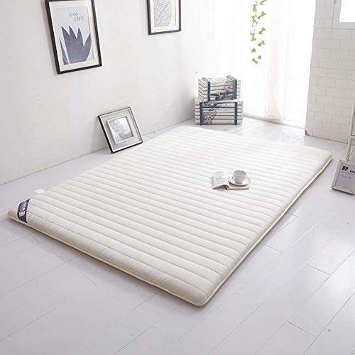 ZGYZ Queen Floor Mat, Futon Materasso Topper Floor Sleeping Pad Morbido Pieghevole in Cotone Spesso-Bianco 150x200cm (59x79 Pollici)