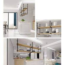 Porta bottiglie da vino Mensola a soffitto Portabottiglie a 2 livelli Rack di stoccaggio decorativo a sospensione Mobiletto pensile in ferro battuto in legno LOFT Retro Industry per Ristorante/ Bar/ C