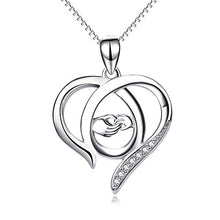 Collana In Argento Sterling, 925 Sterling Argento Grandi Mani Tenendo Piccole Mani Stile Moda Mamma Collana Cuore, Adatto Per La Festa Della Mamma, Regali Di Anniversario E Regali Di Compleanno
