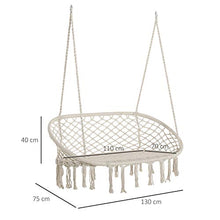 Outsunny Amaca a Dondolo da Giardino e Casa a 2 Posti, Telaio Metallo e Seduta Cotone 130x75x40cm, Bianco Crema