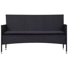 UnfadeMemory Set Divani da Giardino 4 pz con Cuscini in Polyrattan Nero