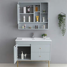 Set di Mobili da Bagno Mobile da Bagno Vanity in Ceramica e armadietto per Lo Specchio Armadio da Bagno Cabinet Set con Specchio (Color : Gray, Size : 50x101x85cm)