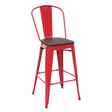 Sgabello con Schienale bistrot Design Industriale HWC-A73 Legno Metallo Verniciato Rosso