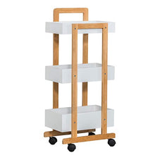 DHR- 3 tier Piccolo rotolamento carrello con ruote, Carrello for Organizzatore di stoccaggio Rack for casa e ufficio, assemblea facile, bambù, 31 "H x 15" L x 7.8" W cassetti ristorazione trolley baga