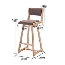XuQinQin Sgabello da Bar in Legno massello di faggio Rosso con Schienale Imbottito Home Cucina da Cucina Sgabelli con poggiapiedi Pub sgabelli da Bar (Size : 65)