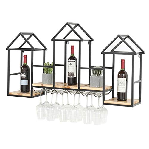 Kewei, supporto a forma di fiore JJ, da appendere alla parete, per bottiglie di vino, calice, tazze, mensole galleggianti e decorazioni da cucina, colore: nero, 110 cm