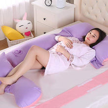 Full Body maternità Cuscino di U Gravidanza a Forma di Cuscino in Cotone con Zip Staccabile in Cotone Bolster Gravidanza Cuscino Lavabile, Viola, 140x80cm Huangwei7210