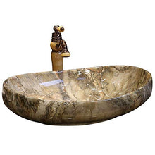 WEHOLY Lavabo in Resina Lavabo da Incasso Ovale in Pietra Naturale Lavabo antispruzzo per Hotel in Marmo Creativo retrò