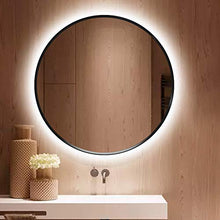 Specchio Rotondo Retroilluminato A LED Illuminato Per Bagno, Con Telaio In Lega Di Alluminio (oro / Nero), Trucco, Specchio Da Barba, Antiappannamento / Impermeabile + Interruttore a sfioramento