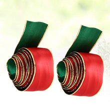 Garneck Confezione da 2 Pezzi Nastro Decorativo Natalizio Nastro di Seta per Decorazioni Natalizie Uso 3 8 cm 15 g (Verde Rosso)