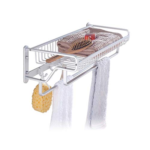 WLVG Portasciugamani Space Rack in Alluminio da Appendere a Parete Bagno portasciugamani Cesto Netto Doppio palo portasciugamani Pendente a 2 Strati (Dimensioni: 57 cm.)