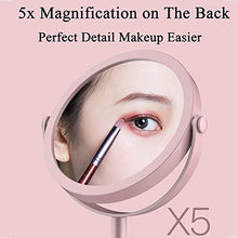 Specchio cosmetico, specchio per il trucco bifacciale da tavolo, specchio cosmetico girevole a 360 °, specchio cosmetico con ingrandimento normale e 5x 2-in-1 adatto per specchio da barba in camera d