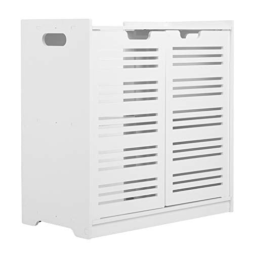 Armadietto Terra da Bagno, Mobiletto da Bagno con Doppio sportello, Armadio per Bagno in Legno, Impermeabile e resistenza al fuoco, 60x30x60 cm, Bianco
