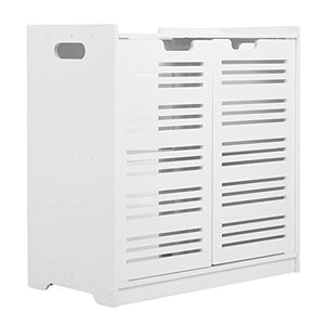 Armadietto Terra da Bagno, Mobiletto da Bagno con Doppio sportello, Armadio per Bagno in Legno, Impermeabile e resistenza al fuoco, 60x30x60 cm, Bianco