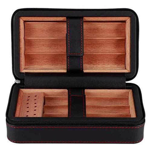 ZYING Scatola portaoggetti Contenitore Porta sigari in Legno di Cedro Portatile Nero con umidificatore per Feste di Viaggio all'aperto