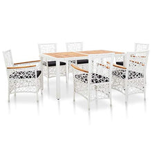 Tidyard Set da Pranzo da Giardino Mobili da Giardino, Set di mobili, Set di mobili da Giardino, Tavolo Sedie da Giardino, Tavolo sedie Esterno, Set di mobili da Giardino 7 pz in Polyrattan Bianco