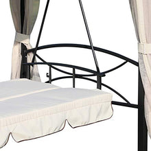 miozzi Dondolo a 3 Posti Gazebo Divano Letto con Zanzariera Beige