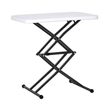 Outsunny Tavolino Pieghevole da Giardino in Metallo e PE, Altezza Regolabile su 4 Livelli, Nero e Bianco, 64x46x34-64cm