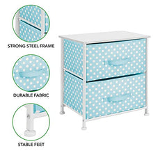 mDesign Mobiletto con due cassetti in fibra sintetica – Comodo organizer cameretta con fantasia a pois – Piccola cassettiera per bambini perfetta per la cameretta o la nursery – turchese e bianco