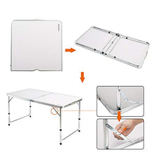 Casaria Tavolo da campeggio pieghevole in alluminio regolabile in altezza XXL con 4 sgabelli 120x60x70cm tavolino a valigetta maniglia di trasporto tavolinetto da picnic