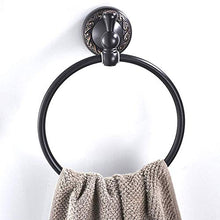 JKCKHA Northern Europe. Bella Nero Bronzo Spazzolato Anello di tovagliolo Retro portasciugamani Bagno Nero Rotondo Pendente Towel Rack Rotonda Portasciugamani Multifunzione