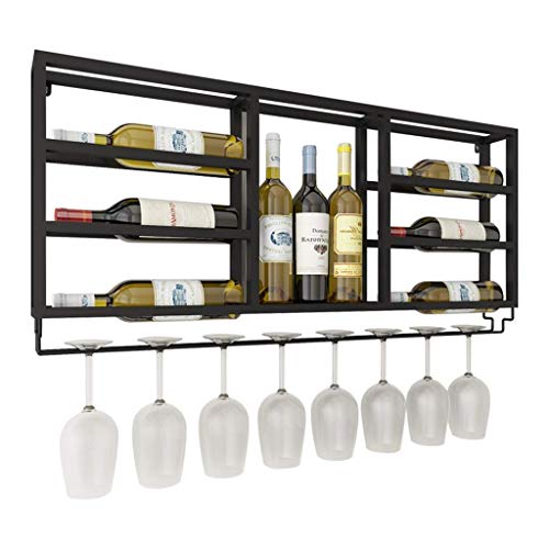 Portabottiglie da parete con supporto in vetro Decorazioni da parete Portabottiglie per bicchieri da vino 2-in-1 - Materiale in metallo / ferro - Elegante spazio per cucina, sala da pranzo, bar o can