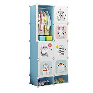 Locker 8 Porte Armadio Armadio Scarpe-Bit Hanging Archivi Rimovibili di Plastica 6-Gitter Scaffali Abbigliamento Home Camera Blu 75X47X165CM MUMUJIN