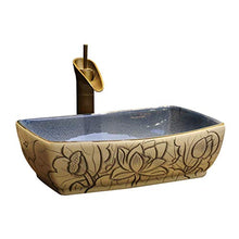 WEHOLY Lavabo in Resina Lavabo da Incasso Ovale in Pietra Naturale Lavabo Rettangolare Retro Creativo Jingdezhen Ceramica Hotel Lavabo antispruzzo