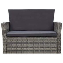vidaXL Set Divani da Giardino 4 pz con Cuscini Salotto da Esterno Salottino per Patio Arredo da Esterni Arredamento Giardino in Polyrattan Grigio