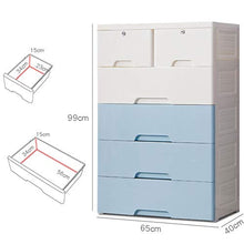 EXCLVEA Armadio Appendiabiti 5 Cassetto Bambini Dresser Governo di immagazzinaggio con Le Serrature (Colore : White Blue, Dimensione : 5 Drawers)