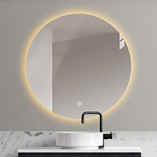 Specchio retroilluminato Illuminato, Specchio per Il Trucco Rotondo Senza Cornice a Parete, vanità, Pulsante a sfioramento (Luce Bianca/Luce Calda)