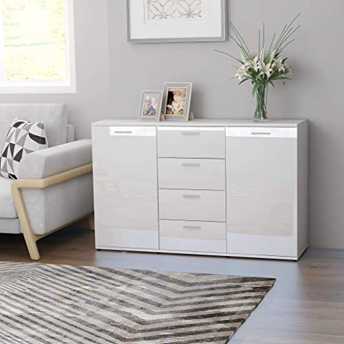 XHCP Credenza, Comodino, Comodino, Mobile Laterale per Soggiorno Camera da Letto Camera da Letto Nero Lucido 120x35,5x75 cm truciolare