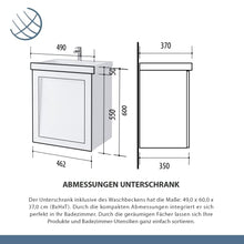 Planetmöbel Mobiletto per lavabo in ceramica, a specchio, 50 cm, opaco (bianco opaco)