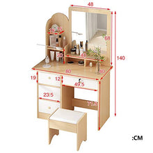 2 Divisori,Scaffali di Stoccaggio,Toilette con Specchio,4 Cassetti,Tavolo Trucco Vanity Set per Ragazza Donne Camera,Sgabello Cuscinetto-White-a 80x40x140cm(31x16x55inch)