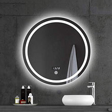 Specchio Bagno Antideflagrante A LED, Specchio Cosmetico A Parete, Specchio Cosmetico Tondo per Bagno Intelligente, Interruttore Touch + Temperatura Temporale