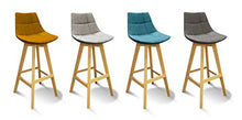 Meubletmoi - Sgabelli da bar scandinavo con schienale, tessuto giallo e base in legno naturale, sedia alta confortevole e solida, set di 2