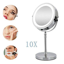 Specchio 7 Pollice a 360 ° Ruota a Doppio Lato cosmetico 10x LED LED a LED Trucco per Trucco