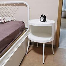 Comodino,Tavolino Laterale Tavolo Rotondo in Ferro, Comodino da Camera da Letto Leggero, Tavolo da Comodino Moderno Assemblato con Vano Portaoggetti Aperto con Gambe in Metallo (Color : White)