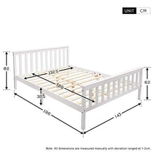 WGYDREAM Letto Telaio A Doppio Letto in Legno Bianco Bianco Bedstead Base 4FT6 Telaio in Legno Massello con Grande Spazio di Archiviazione per Adulti Adolescenti per Bambini, 190 X 135 Cm